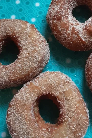 Four apple cider doughnuts.