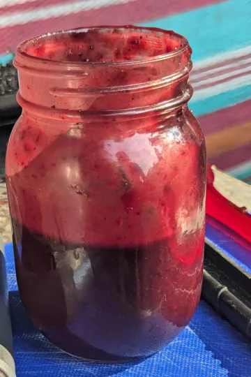 A jar of Blueberry BBQ sauce.