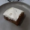 Pumpkin snack cake on a plate.
