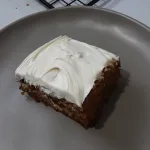 Pumpkin snack cake on a plate.