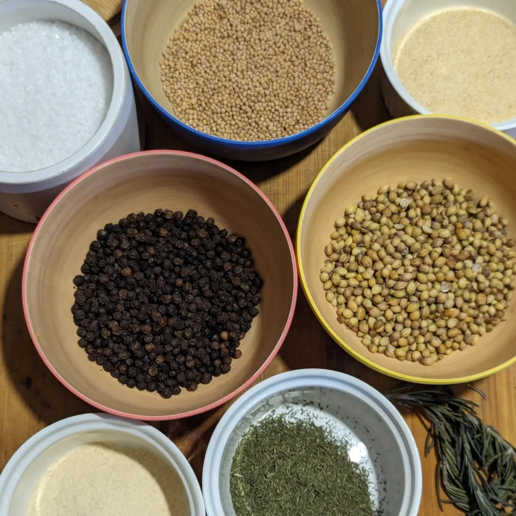 The ingredients to make Homemade Montreal Steak Spice.