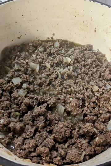 A pot of tourtiere meat.