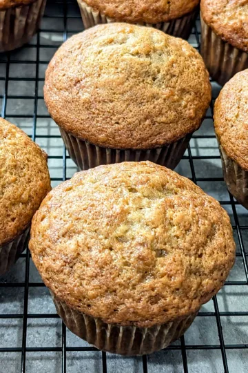 Easy Banana Muffins on a cooling rack.